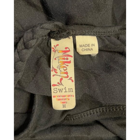 Miken Swim Black Sheer Geometric Cover-Up Dress Mini Medium Sleeveless Racer - Picture 12 of 14